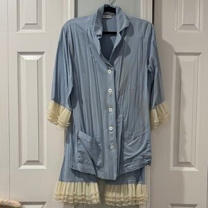 Sleeper light blue ruffle pajama set